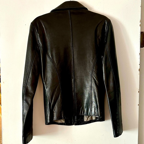 EUC Vintage Guess Black Leather Zip Jacket Size S - Picture 3 of 7